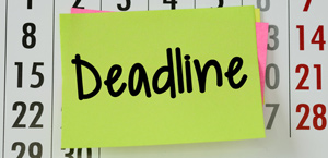 a sticky note that reads, "Deadline"