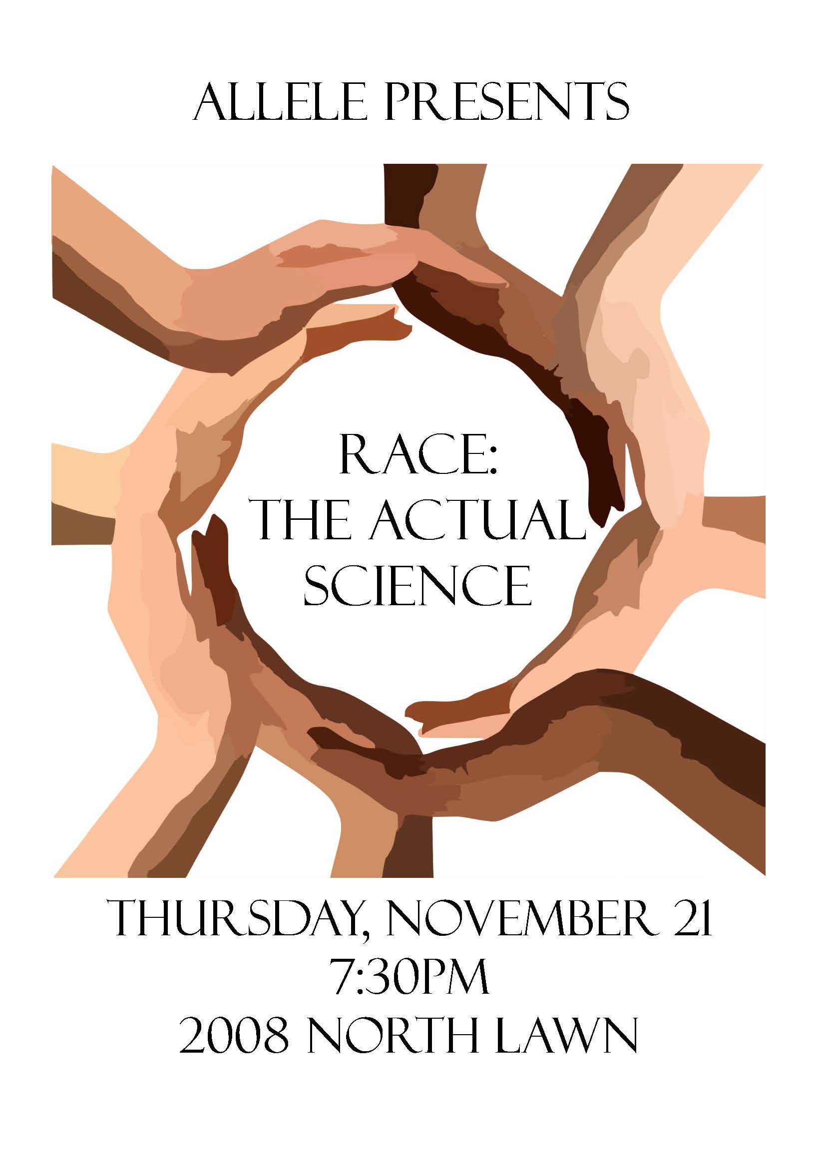 promotional graphic for special lecture titled "Race: The Actual Science"