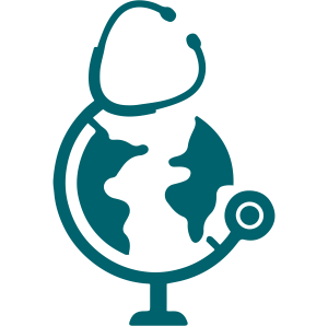 icon of stethoscope circling a globe
